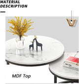 Nest of 2 Tables, MDF Round Side Sofa Table Small Coffee Tea Table for Living Room