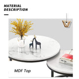 Nest of 2 Tables, MDF Round Side Sofa Table Small Coffee Tea Table for Living Room