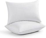 Down Feather Bed Pillows for Sleeping 2 Pack 100% Cotton Cover Gusseted Hotel