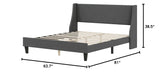 Queen Size Upholstered Platform Bed with Linen Fabric Adjustable Headboard,Wooden