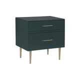 Linon Modern Dark Green Gold Hardware Lennon Two Drawer Nightstand