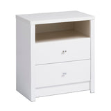 Calla Contemporary Tall Nightstand Side Table with 2 Drawers, Functional 2-Drawer Bedside Table 15.25" D x 25" W x 28" H, White, WDNH-0529-1