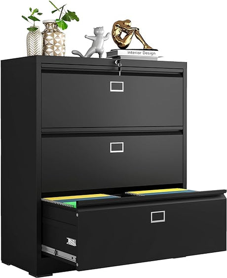 Lateral File Cabinet with Lock,4 Drawer Metal Filing Cabinets, Home Office Storage