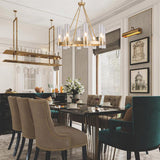 Wagon Wheel Chandelier 8-Light Glass Pendant Light, Industrial Modern Golden Pendant