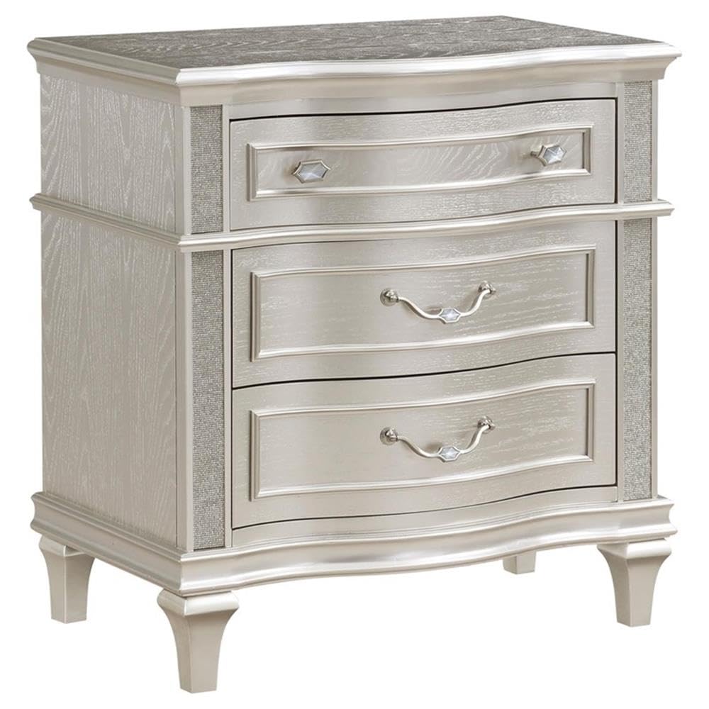 4-Piece Wood California King Bedroom Set Ivory and Silver Oak