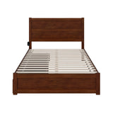 NoHo Queen Size Platform Bed with Footboard & Storage Drawers in Walnut