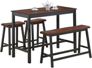 4-Piece Solid Wood Dining Table Set, Counter Height Table