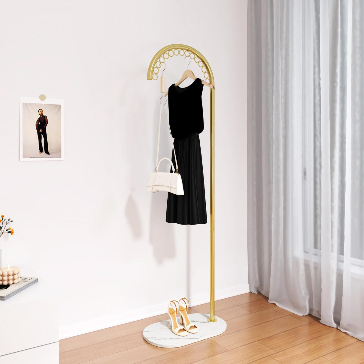 Gold Coat Rack, Clothing Rack Freestanding with Marble Base, Heavy Duty Garment Rack