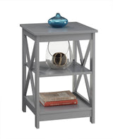 Oxford End Table with Shelves, Gray