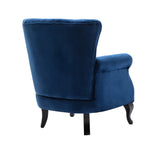 Janoray Mid Century Modern Accent Chair Upholstered Armchair Comfy Velvet Fabric Single Sofa with Tufted Wingback for Small Spaces Bedroom Living Room, Blue