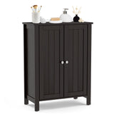 Bathroom Floor Cabinet - Freestanding Side Storage Organizer with Double Doors & Adjustable Shelf