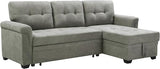 Lucca 84" W Dark Gray Linen Reversible Sleeper Sectional Sofa with Storage Chaise