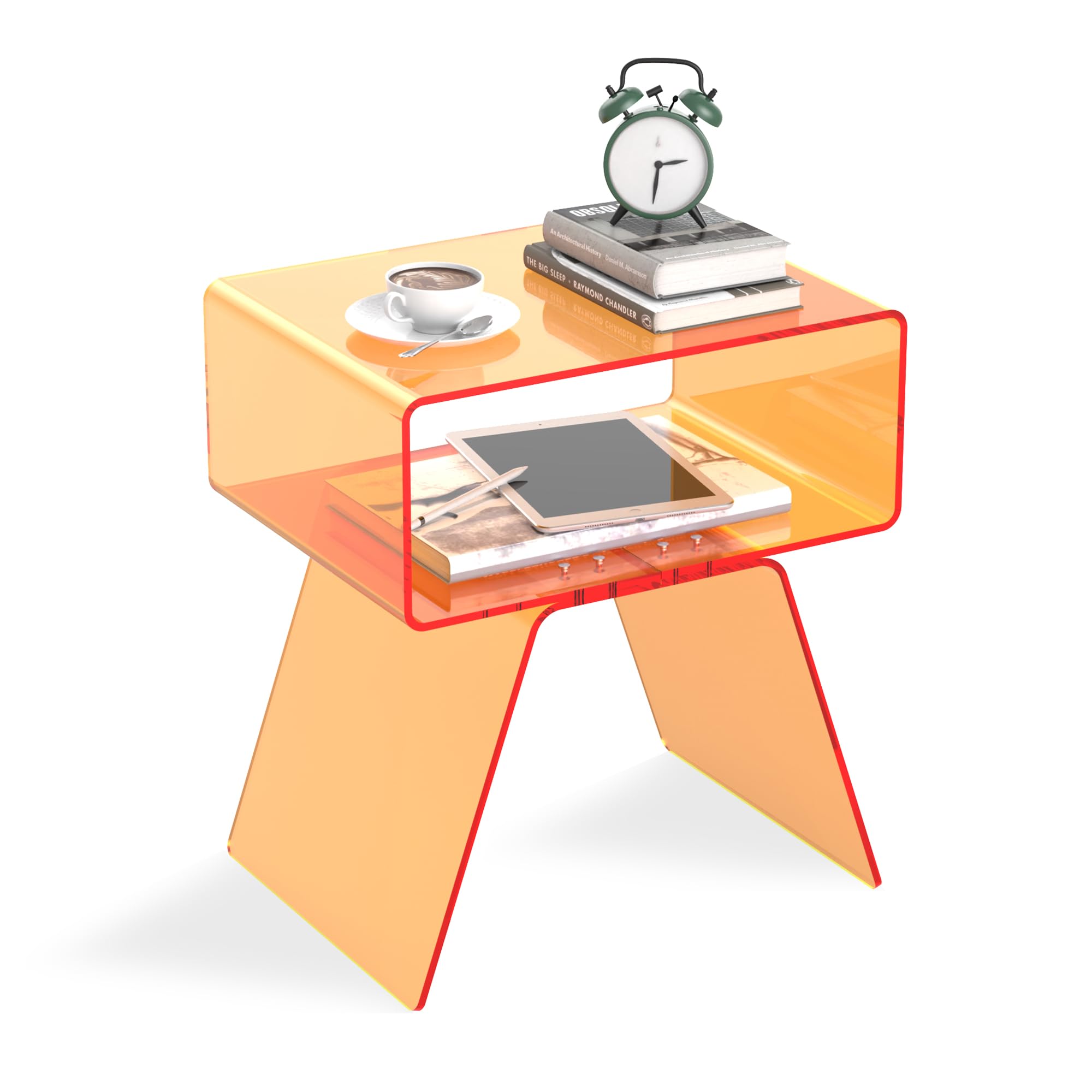 Side Table Modern Orange End Table