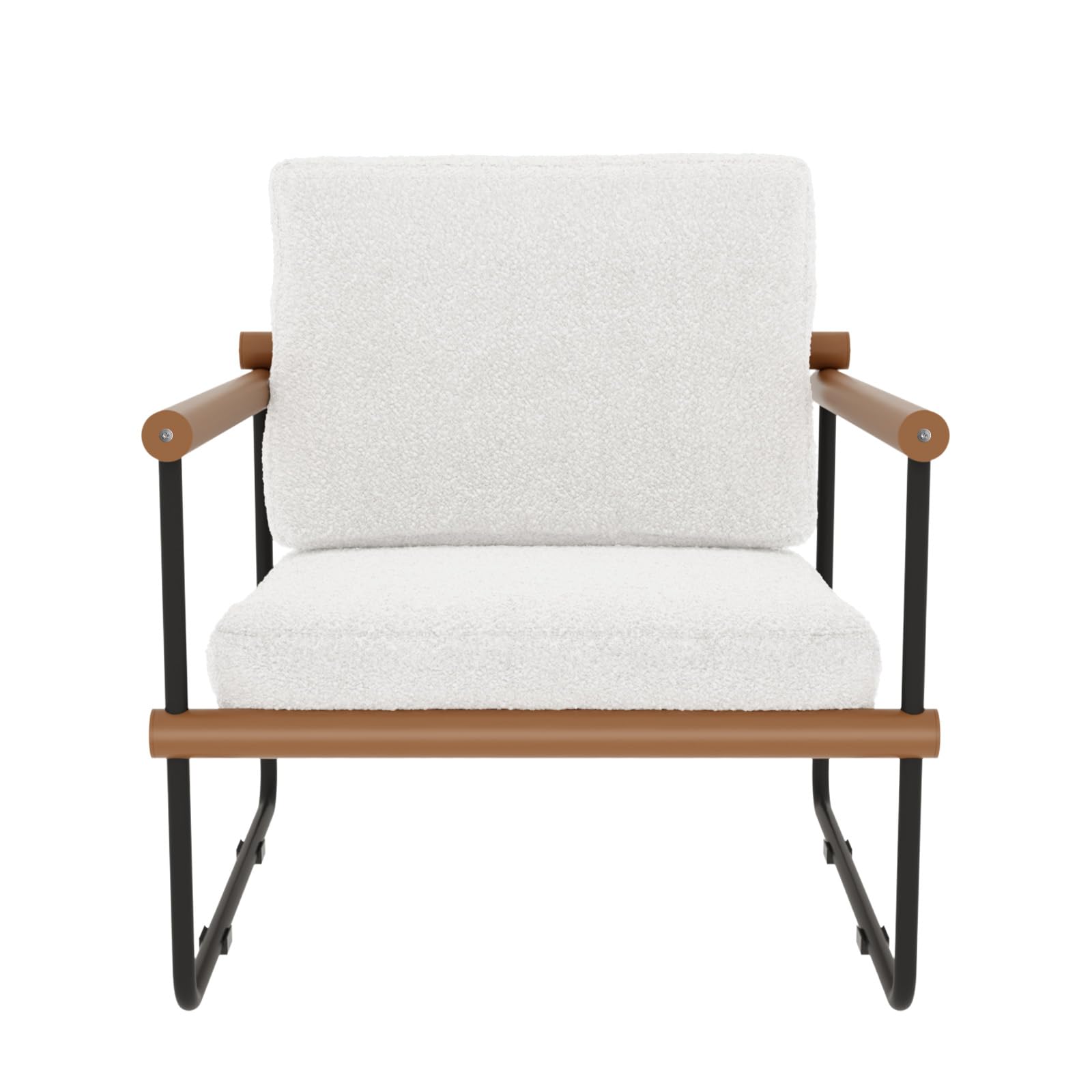 2/1PC Boucle Fabric Accent Chair with Round Side Tabel,Set of 3,Modern Tufted Single Sofa