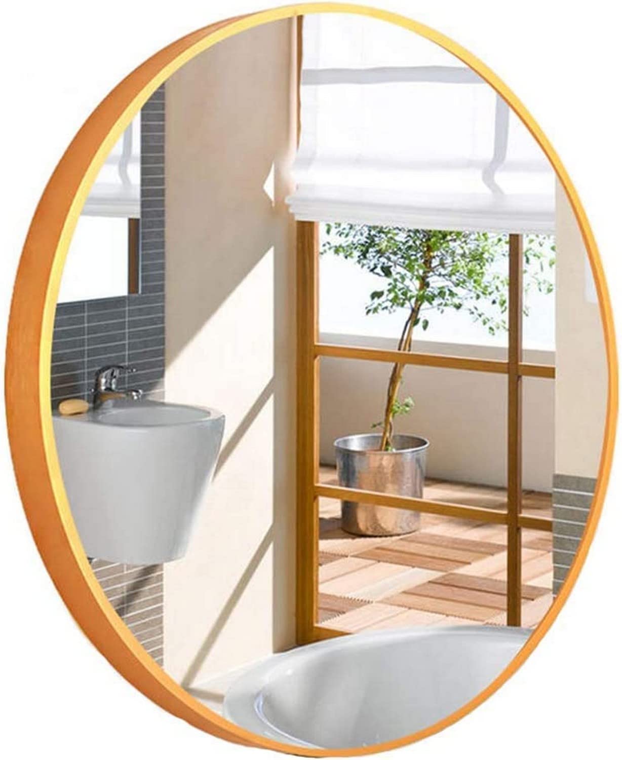 Wall Mounted Mirror Circle HD Shaving Mirror, Gold Frame Round Wall Mirror