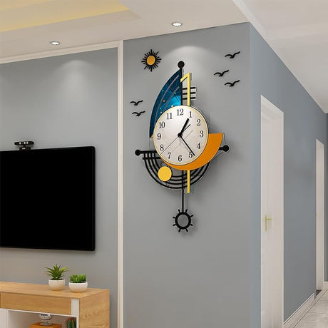 Modern Wall Clock Battery Operated 14 Inch Large Boat Design Pendulum Wall Clocks