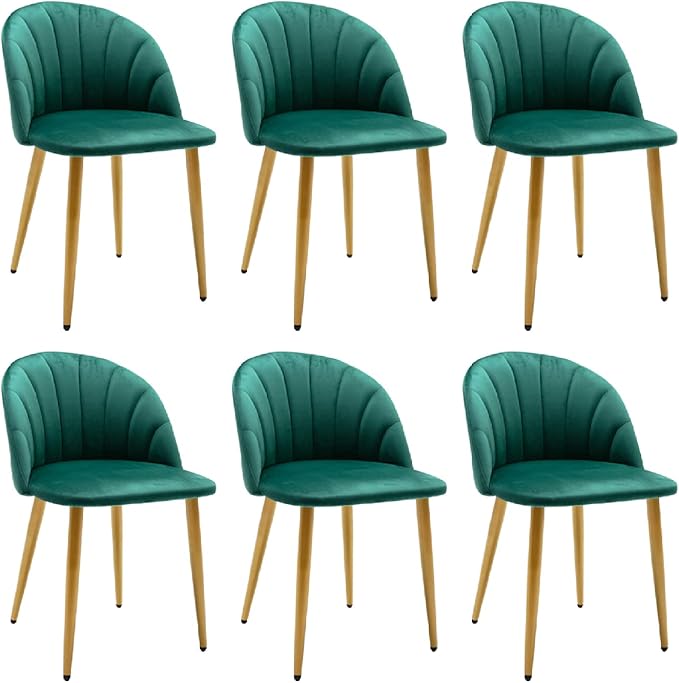 Velvet Dining Chairs Set of 4, Mid Century Modern Accent Leisure Chairs with Metal Legs