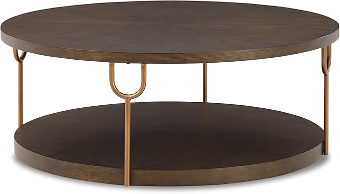 Ranoka Contemporary Round 42" Coffee Table, Metallic & Goldtone Finish