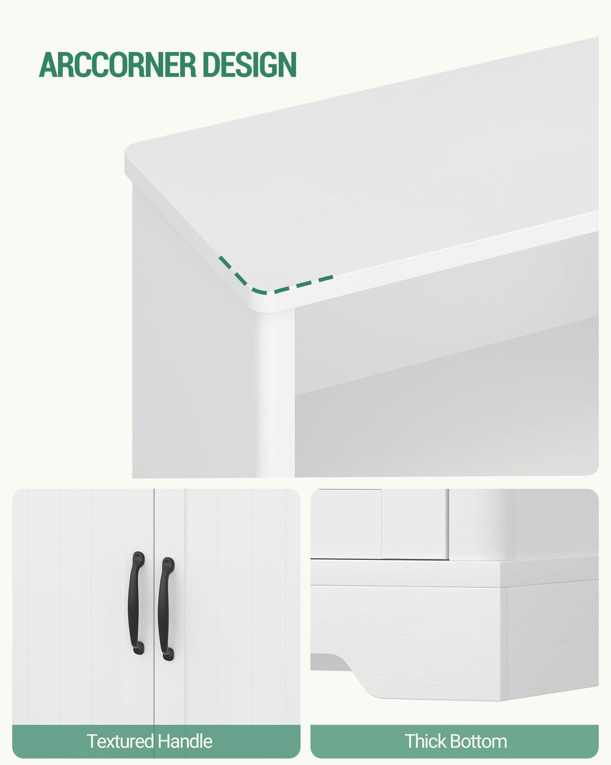 Bathroom Floor Storage Cabinet, Freestanding Cabinet with 4 Door, 2 Adjustable Shelves,