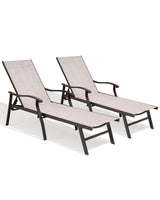 Chaise Lounge Chair Outdoor with Armrest, Pool Lounge Chairs Set of 2