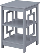 Town Square End Table with Shelves, 15.75" L x 15.75" W x 23.5" H, Sea Foam