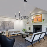 6-Light Iron Chandelier Black Farmhouse Chandelier Classic Candle Ceiling Pendant