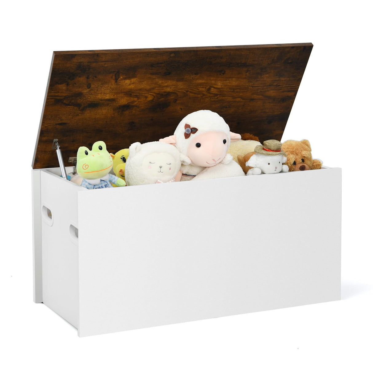 Toy Box Storage Chest, Wooden Children Storage Bench Ottoman Trunk w/Flip-top Lid,