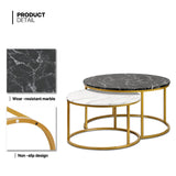 35" Coffee Table Set of 2 Nesting Round Accent Side Tables with Sturdy Metal Frame