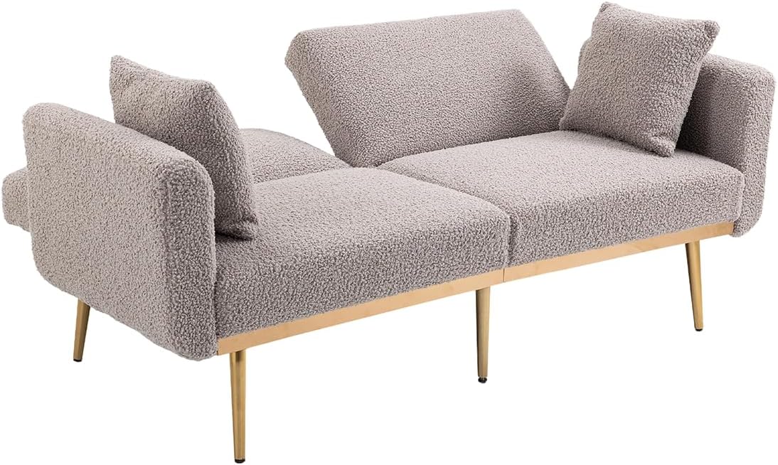 65" Teddy Sofa Couch,Convertible Futon Sofa Bed,Comfy Recliner Couch