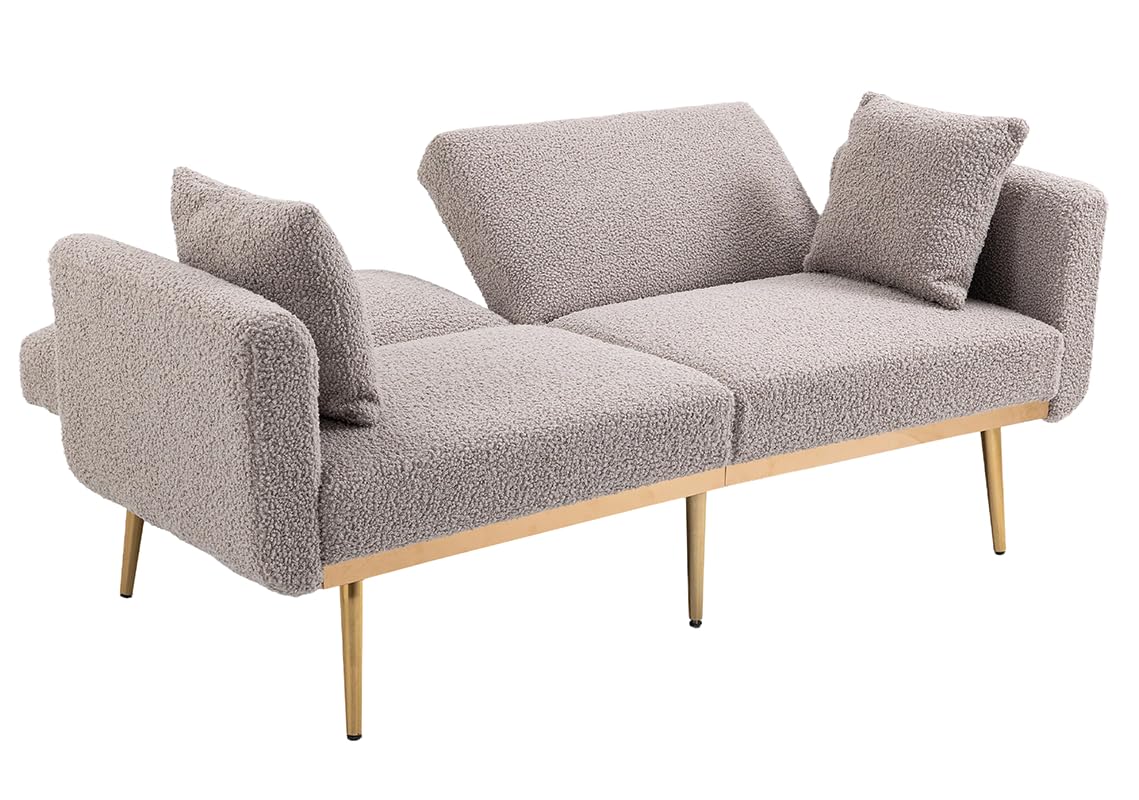65" Teddy Sofa Couch,Convertible Futon Sofa Bed,Comfy Recliner Couch
