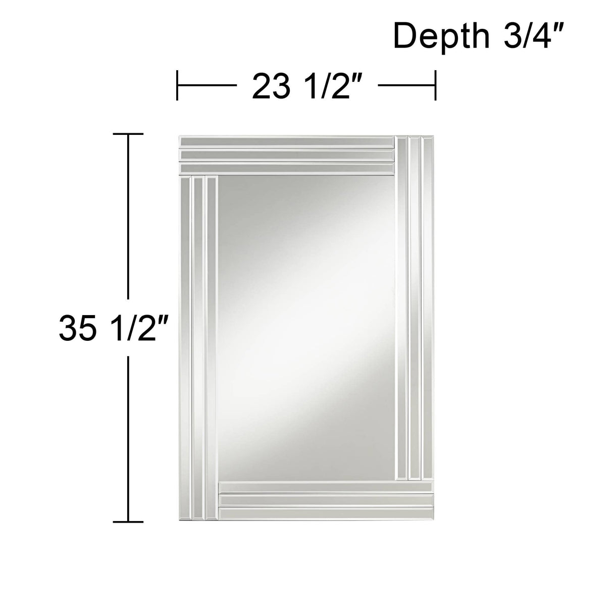 Rectangular Vanity Decorative Wall Mirror Modern Clear Mirrored Glass Layered Overlapping