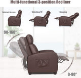 Recliner Chair PU Leather Recliner with Massage Function Small Reclining Chair