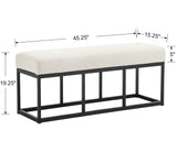 Mid Century Modern Upholstered Kitchen Dining Bench Metal Entryway Benchnch Ottoman Indoor Window Bench for Bedroom End of Bed/Living Room/Mudroom/Narrow/, Cream