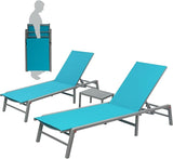 Lounge Chair Outdoor Foldable Outdoor Lounge Chair (2Blue Textilence W/O Table)