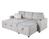 L Shaped Sofa - 82'' Sectional Sofa with 2 in 1 Pull Out Couch Bed