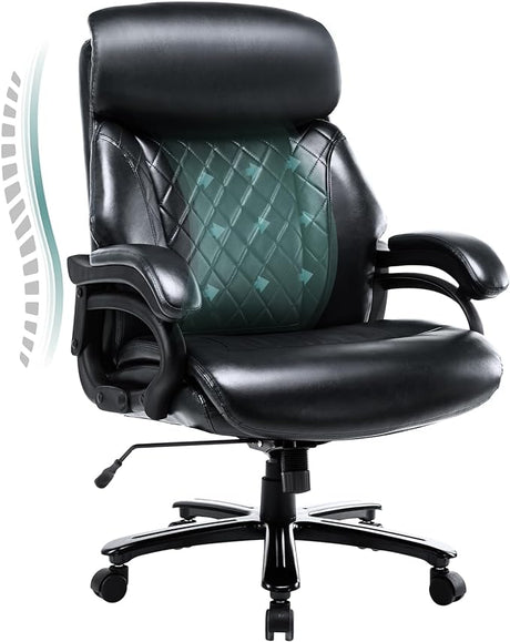 Big and Tall Office Chair 400lbs-Heavy Duty Executive Desk Chair with Extra Wide Seat