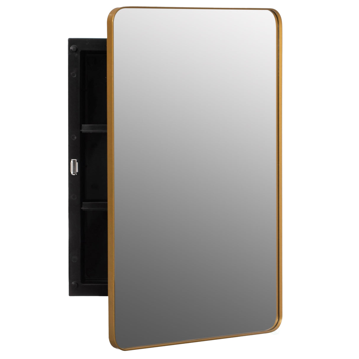Plastic Medicine Cabinet with Beveled Edge Mirror Door and Round Corner Metal Frame