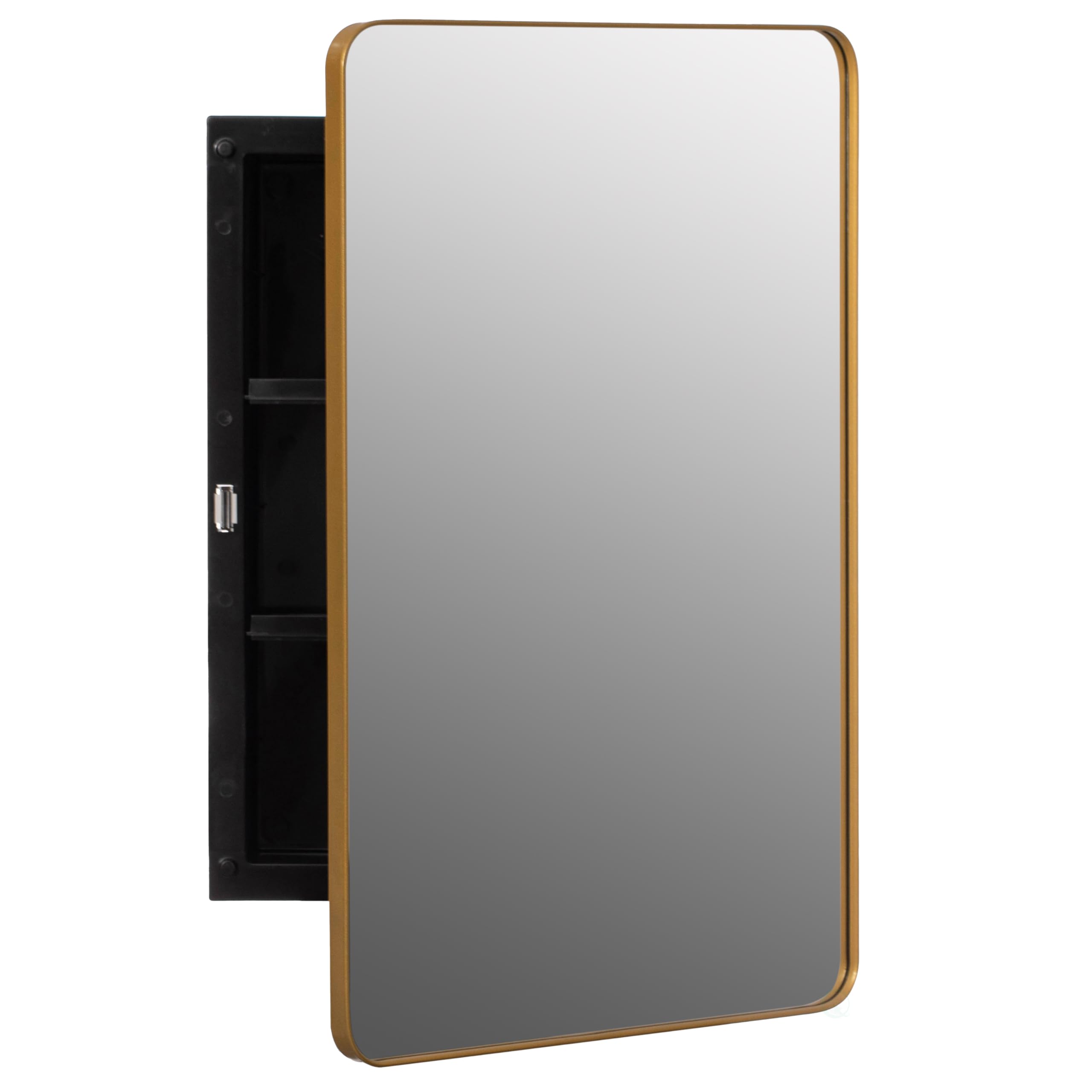 Plastic Medicine Cabinet with Beveled Edge Mirror Door and Round Corner Metal Frame