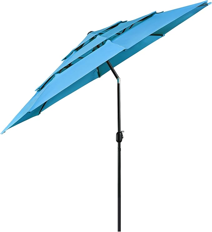 3-Tier Patio Umbrella 10ft Vented Outdoor Canopy Sun Shade Large Market Table Umbrella