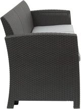Seneca Dark Gray Faux Rattan Sofa with All-Weather Seneca Light Gray Cushions