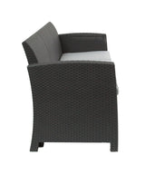 Seneca Dark Gray Faux Rattan Sofa with All-Weather Seneca Light Gray Cushions
