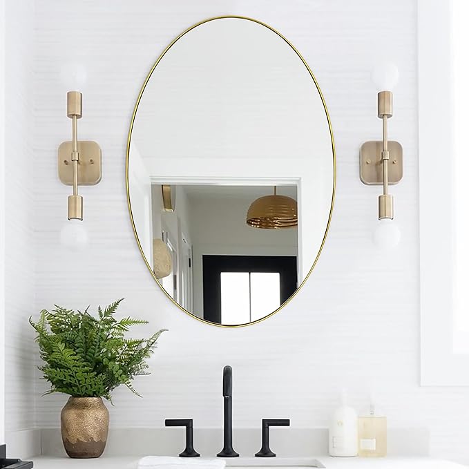 Bathroom Mirror  Matte Black Metal Framed Vanity Mirror