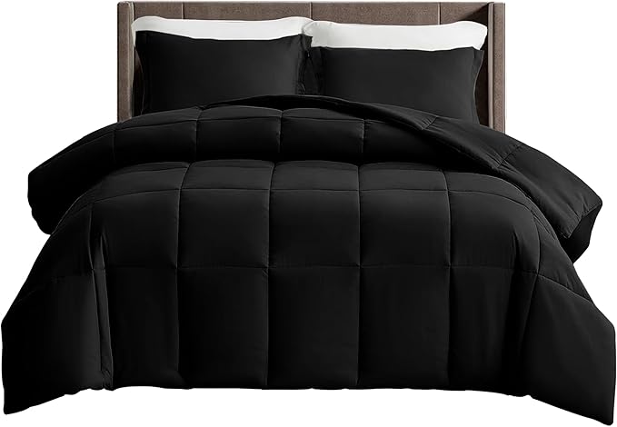 King Bed Comforter - Down Alternative Box Stitched Fluffy Comforter with Corner Tabs
