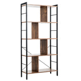 5-Tier Bookshelf, Industrial Style Bookcase with Metal Frame, Free Standing Storage Display Shelves