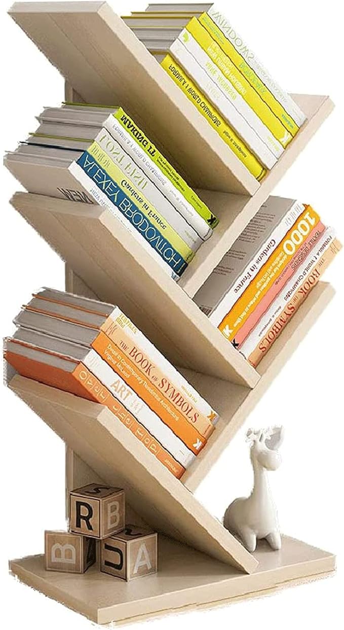 Standing Bookshelf Wooden Bookcase Creative Tree Bookshelves Open Office Study Storage Rack Bookcase