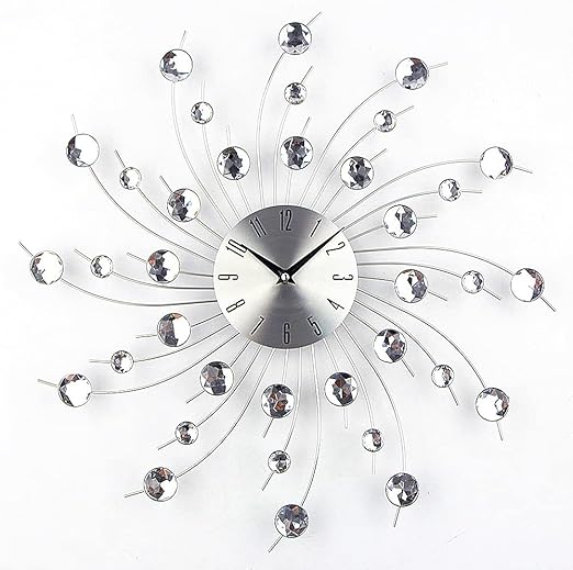 Modern 3D Crystal Wall Clock - Celebration Decorative Metal Wall Clock