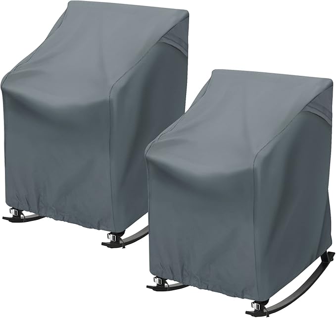 Outdoor Rocking Chair Cover 27.5" L x 32.5" D x 39" H Grey 420D Waterproof Oxford
