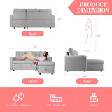 L Shaped Sofa - 82'' Sectional Sofa with 2 in 1 Pull Out Couch Bed