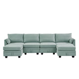 115.1" Large Modular Sectional Sofa, Convertible U Shaped Couch with Storage Seat