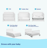 5-in-1 Convertible Crib with Drawer (White) – GREENGUARD Gold Certified, Crib